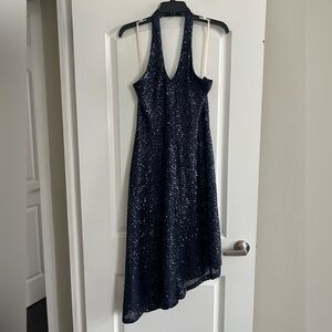 NWT BCBGeneration Navy Sequin Halter Dress